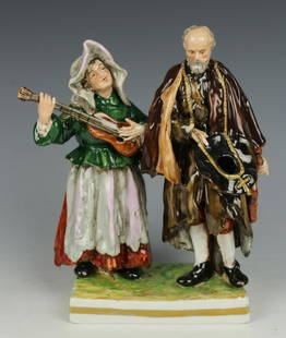 Rudolstadt Ernst Bohne Sohne Figurine "Old Man and: MANUFACTURE: Rudolstadt Ernst Bohne Sohne (GERMANY) NAME: Old Man and Woman Beggars CONDITION: excellent. No chips, no cracks. HEIGHT: 7 inch / 17 cm WIDTH: 5 1/2 inch / 14 cm DEEP: 3 1/4 inch / 8 cm