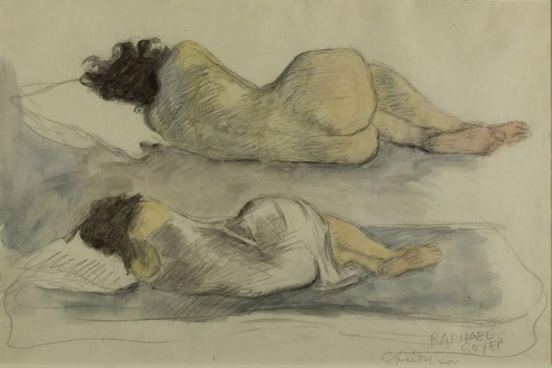 Raphael Soyer (russian,NY,1899-1987) pencil watercolor (1 of 10)