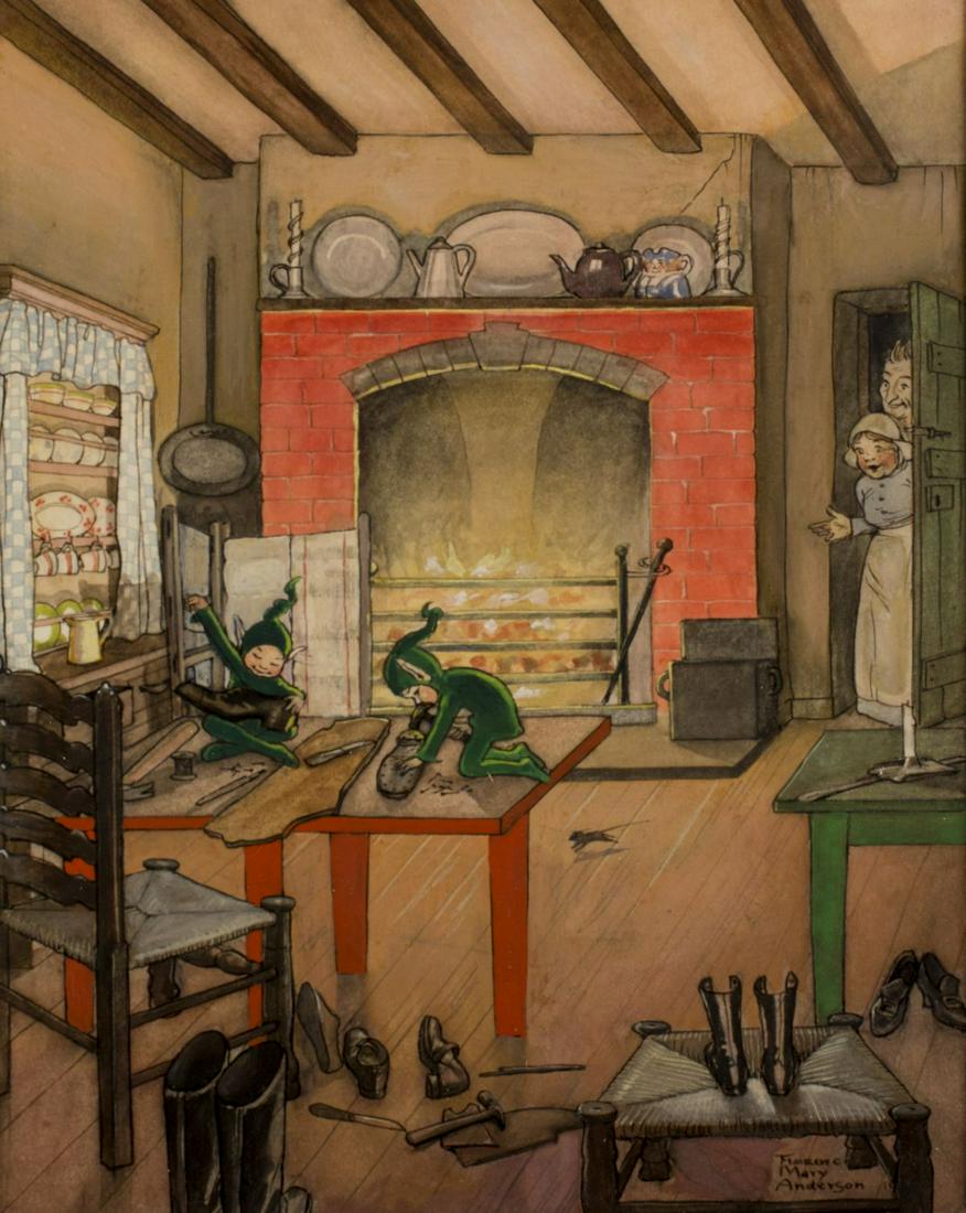 Florence Mary Anderson (UK,1874-1930) gouache painting (1 of 10)