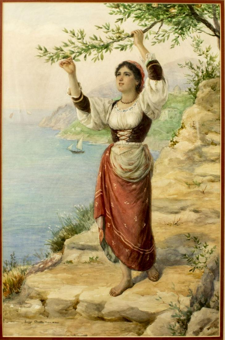 Luigi Olivetti (Italy,1856-1941) watercolor on paper (1 of 10)