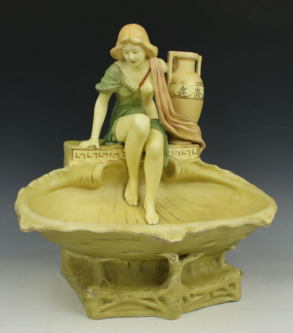 Royal Dux art nouveau figurine "Bowl with Woman with (1 of 10)