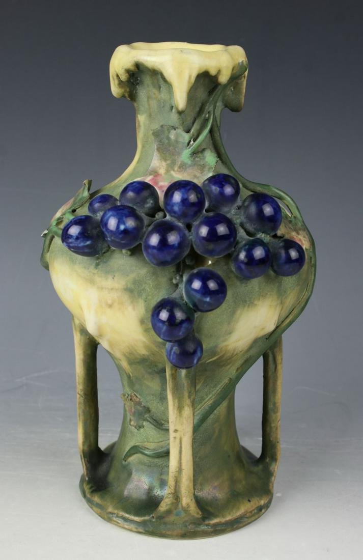 Antique Amphora EDDA Turn Teplitz Vase with Grapes (1 of 10)
