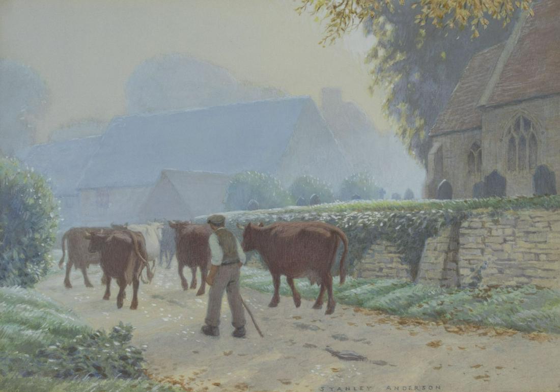 Stanley Anderson (UK,1884-1966) gouache painting (1 of 10)