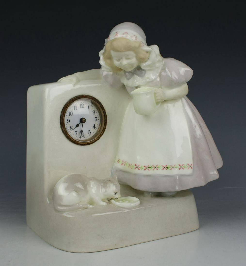 Goldscheider Wien figurine 3637 "Clock Girl with Cat" (1 of 10)