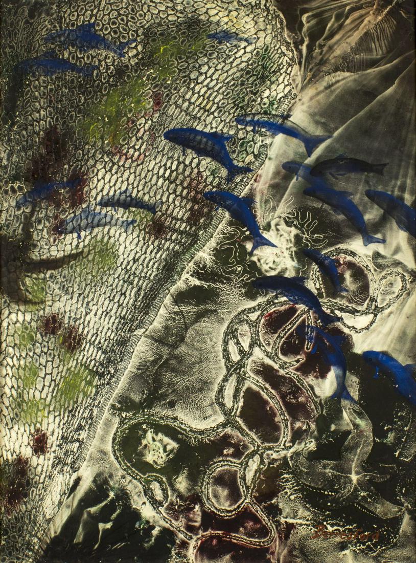 Virginia Berresford (MA,1902-1995) oil painting: ARTIST: Virginia Berresford (Massachusetts, 1902 - 1995) NAME: Blue School MEDIUM: oil on board CONDITION: Excellent. No visible inpaint under UV light. SIGHT SIZE: 24 x 18 inches / 60 x 45 cm FRAME S