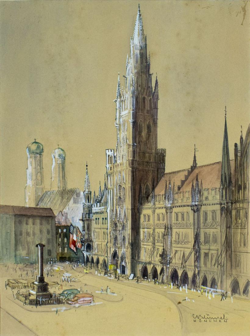Carl Blumel (German,1893-1976) watercolor painting (1 of 12)