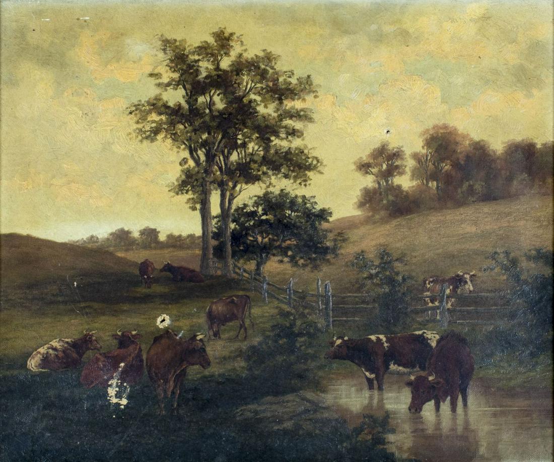 Antique 19C European oil painting antique (1 of 12)