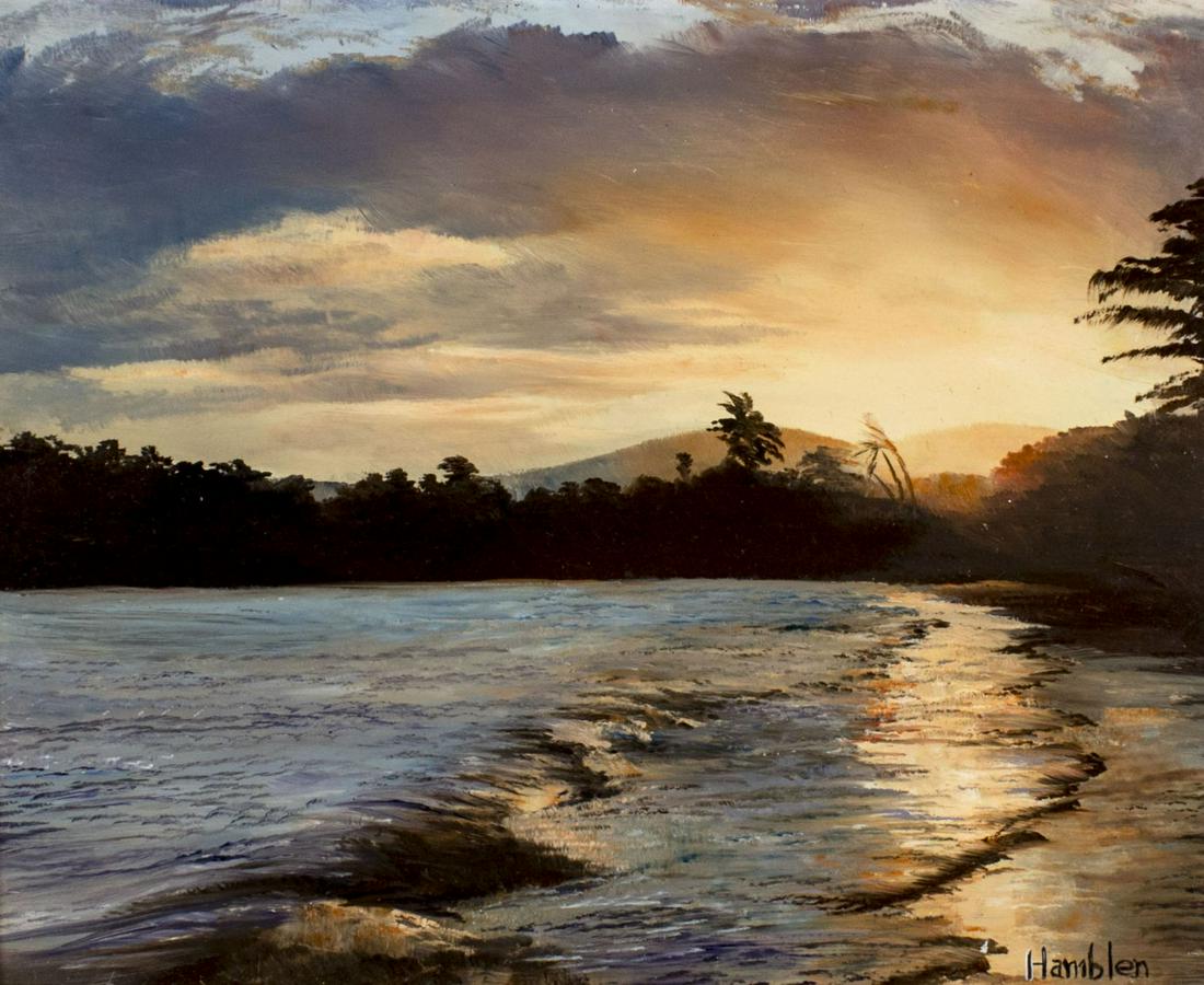 Robert Hamblen (RI,NJ,1932-2017) acrylic painting (1 of 12)