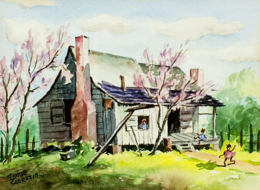 Louise Sarrazin (LA,CA,1888-1967) watercolor painting (1 of 12)