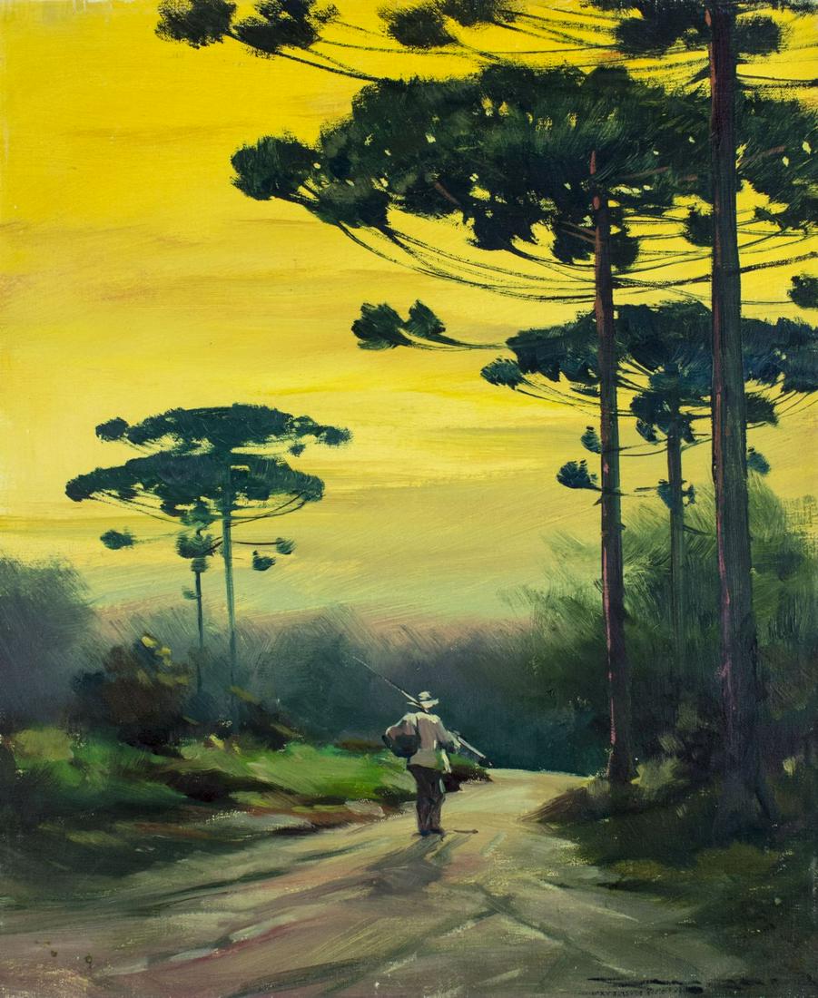 Brazilian mid 20C oil painting signed illegible (1 of 12)