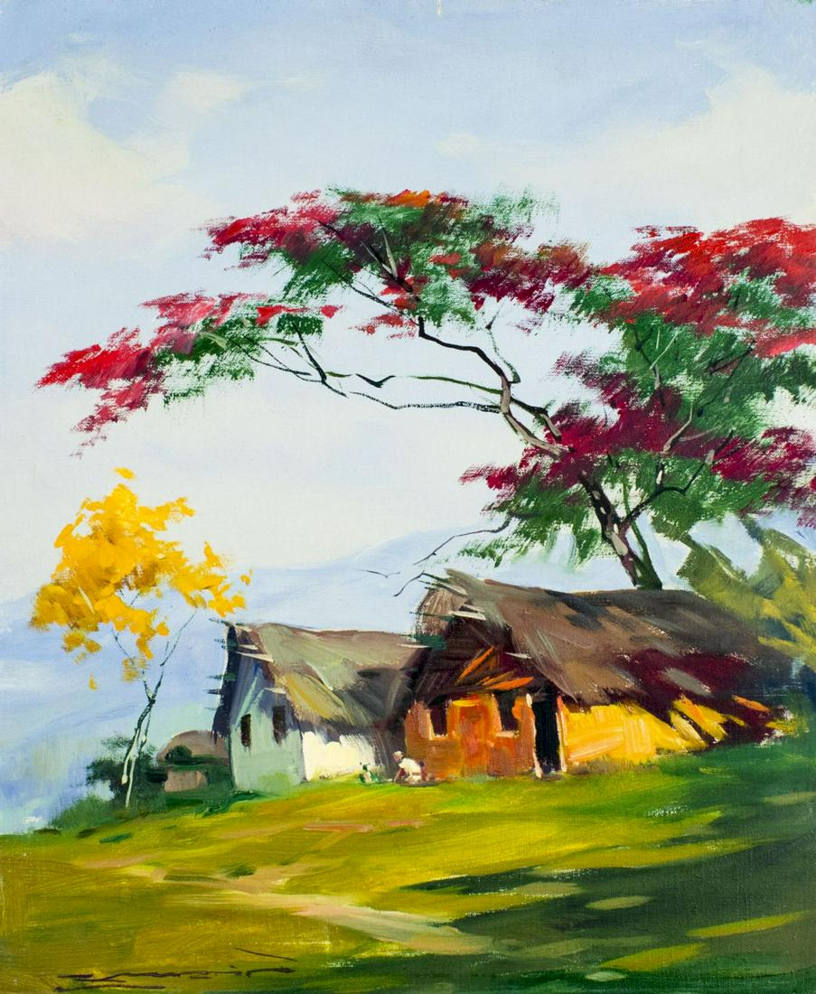 Brazilian mid 20C oil painting signed illegible (1 of 12)