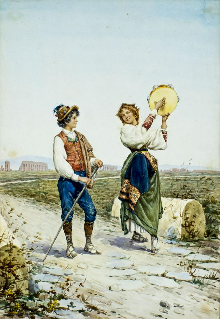 Carlo Ferranti (Italy,1840-1908) watercolor painting (1 of 10)