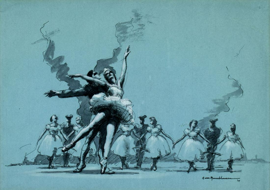 August von Munchhausen (US,born 1908) watercolor (1 of 10)