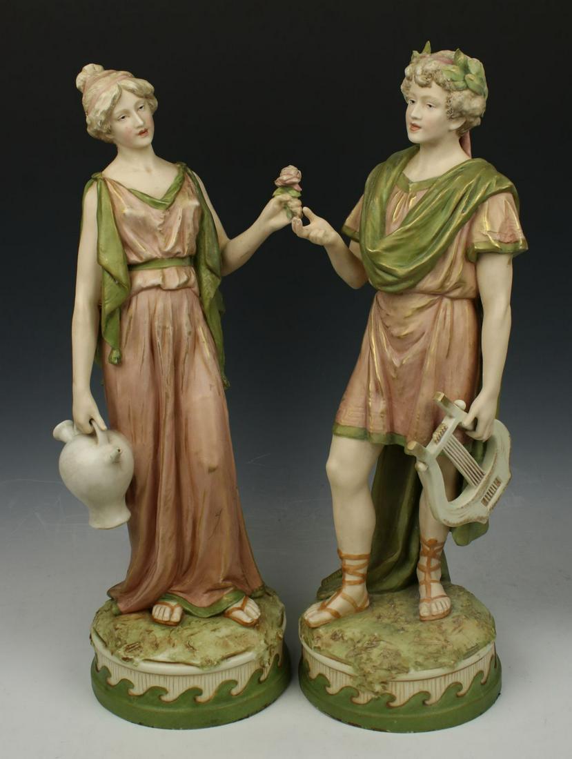 Royal Dux figurines "Man with Harp & Woman with Jug" (1 of 10)