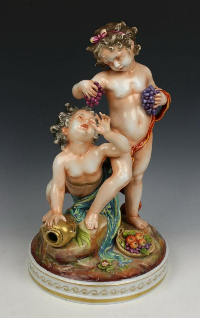 Antique Capodimonte Figurine "Two Cherubs with Grapes" (1 of 10)