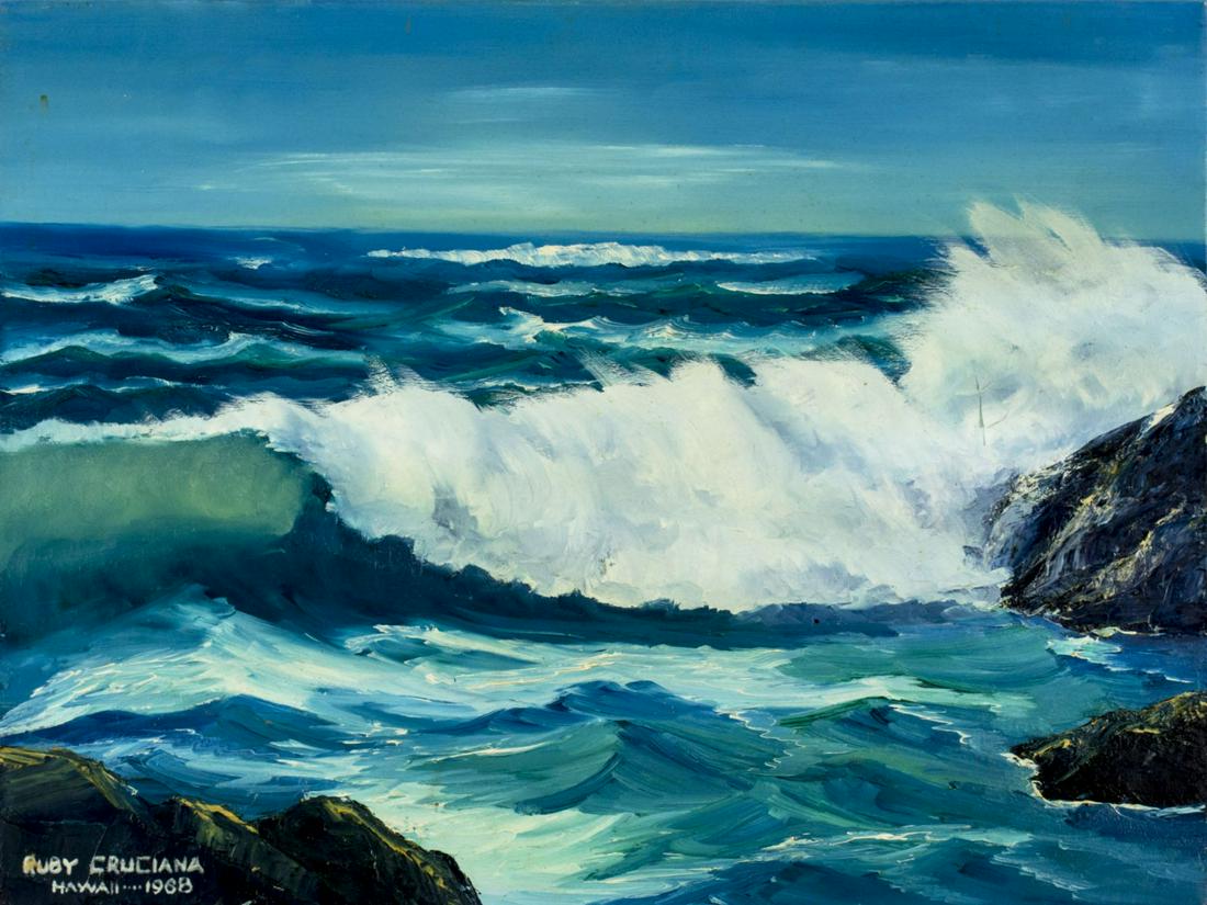 Ruby Cruciana (Hawaii,mid20C) oil painting (1 of 10)