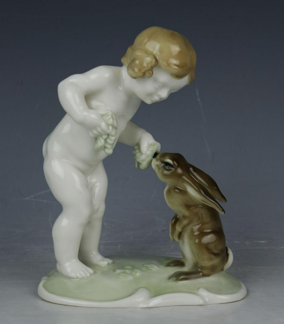 Hutschenreuther Figurine 1439 "Girl Feeding Rabbit" (1 of 10)