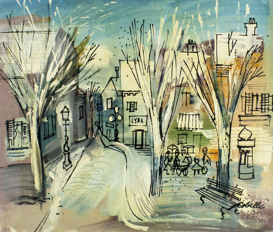 Charles Cobelle (CT,France,1902-1998) oil painting: ARTIST: Charles Cobelle (Connecticut, French, 1902 - 1998) NAME: Cityscape MEDIUM: oil on canvas CONDITION: Very good. No visible inpaint under UV light. SIGHT SIZE: 20 x 24 inches / 50 x 60 cm FRAME