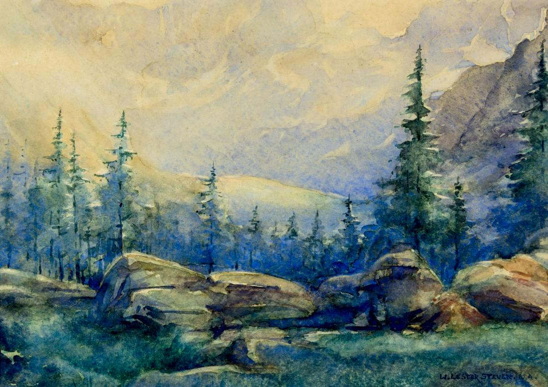 William Lester Stevens (MA,1888-1969) watercolor (1 of 10)