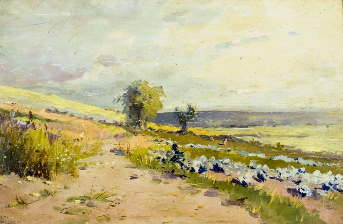 F Fisher (US,19C) oil painting antique (1 of 12)