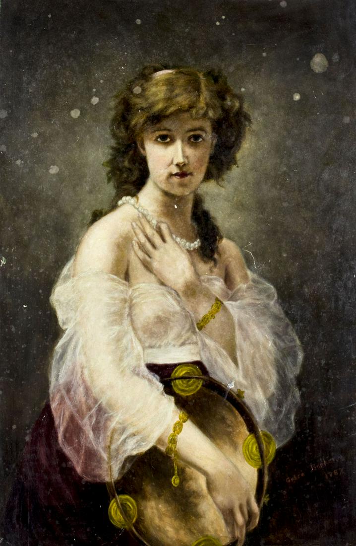 Grace Bunker (US,19C) oil painting antique (1 of 12)