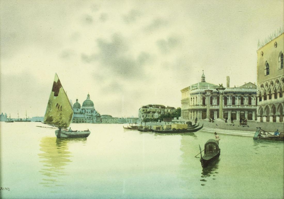 Giovanni Marini (Italy,1860-1932) watercolor painting (1 of 9)