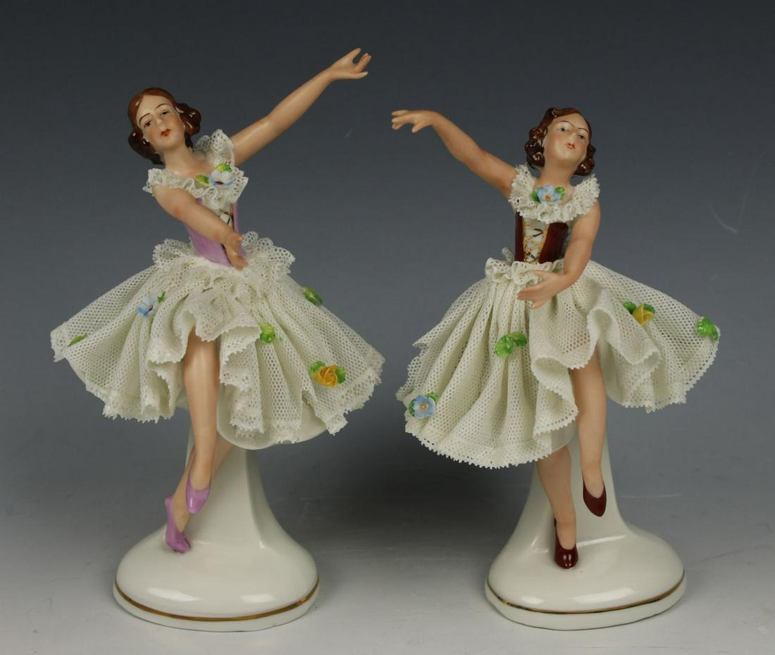 Ackermann & Fritze Dresden lace 2 figurines "Dancing (1 of 10)