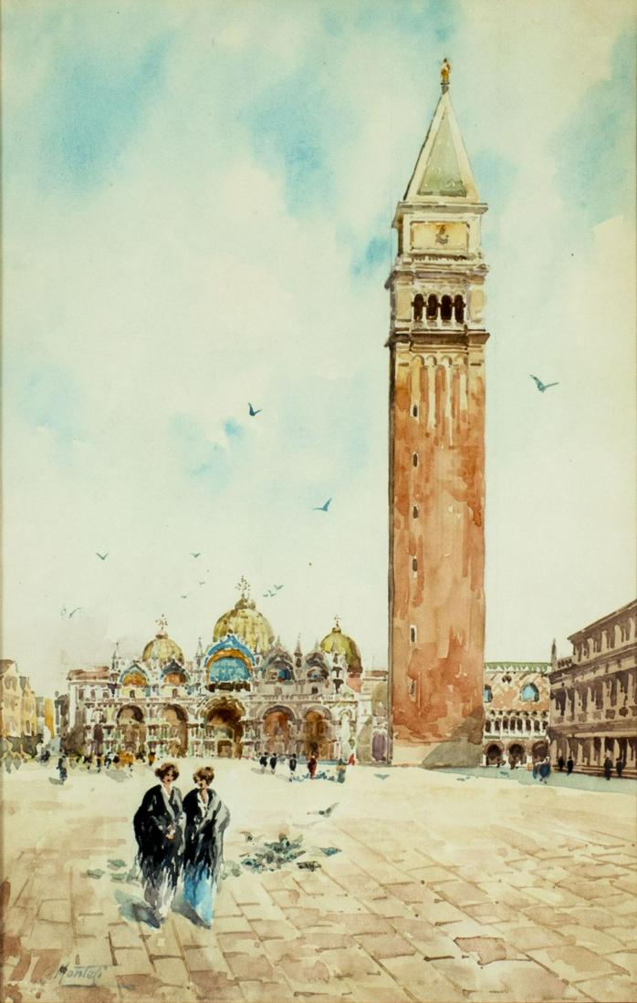 Carlo Antonio Montesi (Italy,1920-?) watercolor (1 of 11)