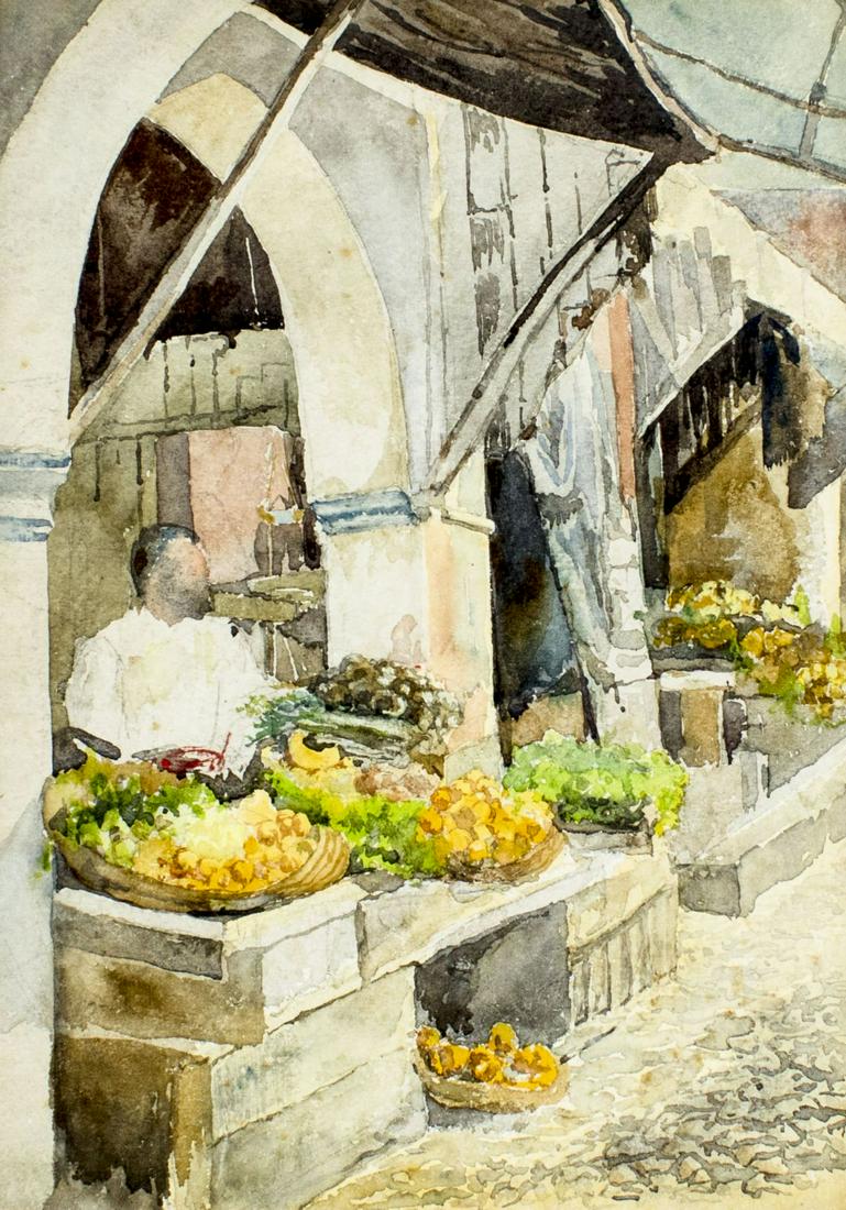 Antique Early 20C European watercolor painting (1 of 12)