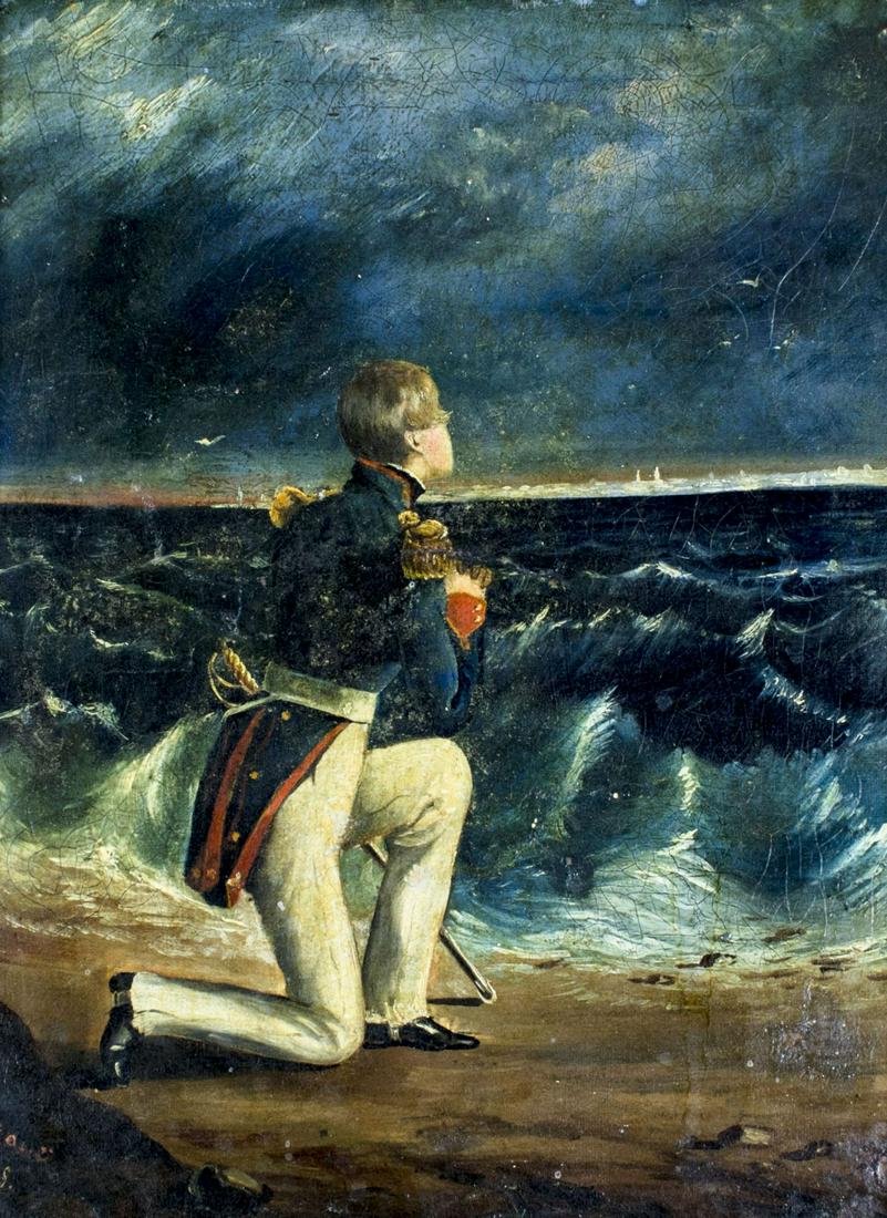 Antique 19C European oil painting signed (1 of 12)