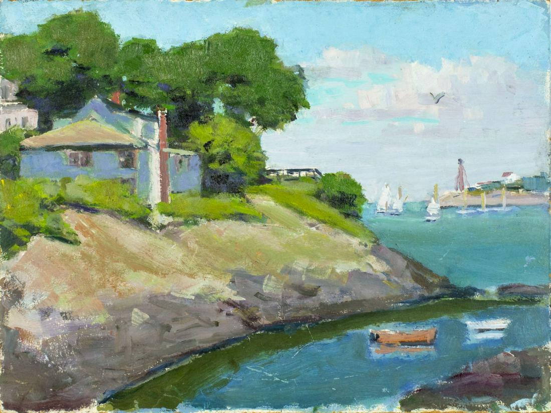 Antique American oil painting MA landscape (1 of 11)