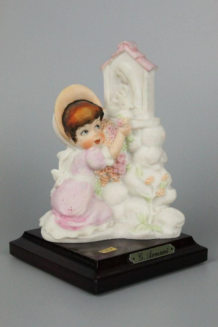 Giuseppe Armani Figurine Flowers At The Altar: MANUFACTURE: Florence - Giuseppe Armani (Italy) NAME: Flowers At The Altar SERIE: Little Treasures NUMBER: 370P ISSUED: 1987 CONDITION: Excellent. No chips, no cracks. NO BOX. HEIGHT: 5 1/4 inch / 13 