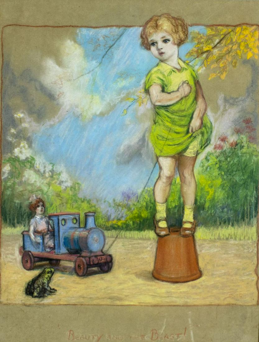 Richard Bertram Ogle (UK,1889-1976) pastel painting (1 of 10)