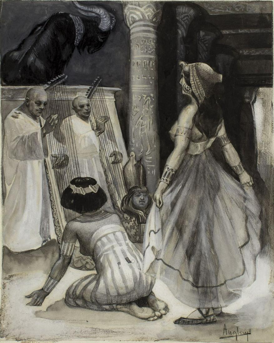 Auguste Auglay (France,1853-1925) watercolor painting (1 of 10)