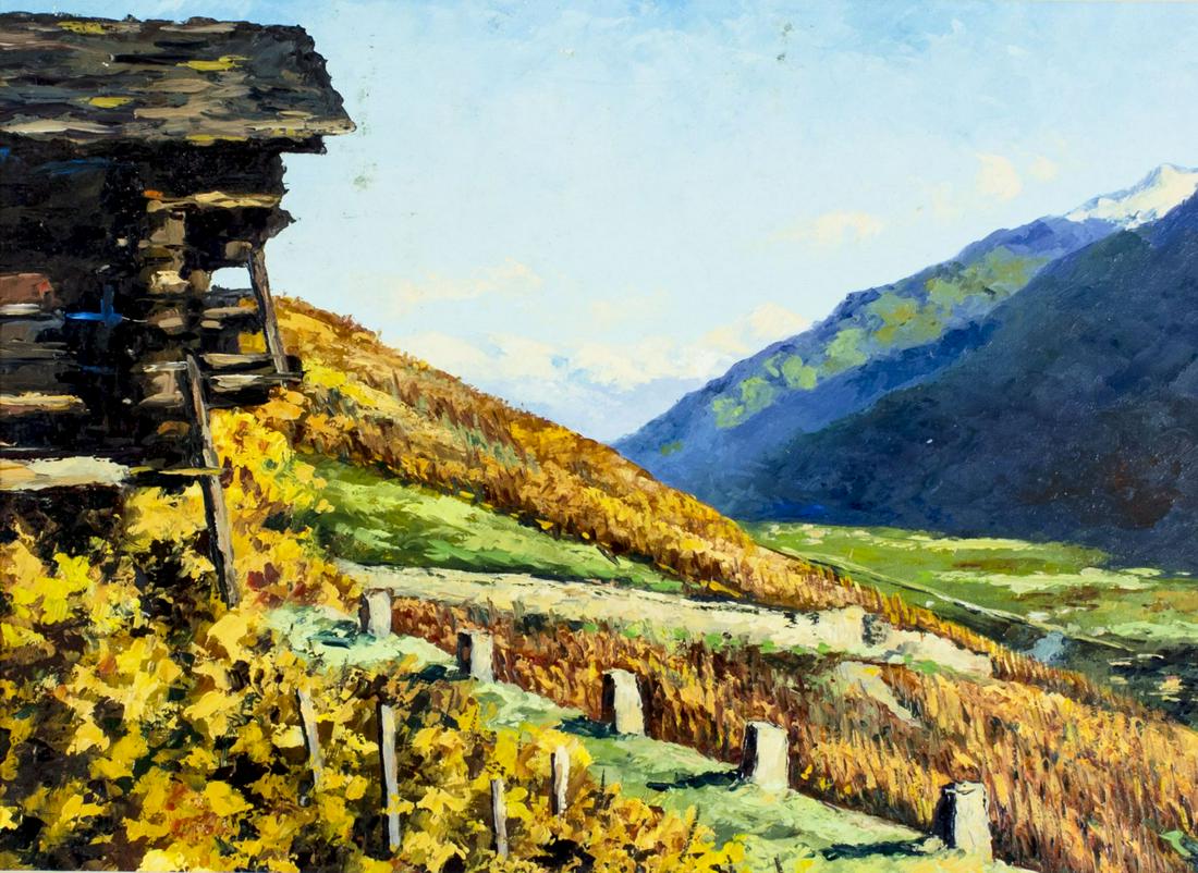 Vintage 1965 Swiss oil painting Landscape (1 of 12)