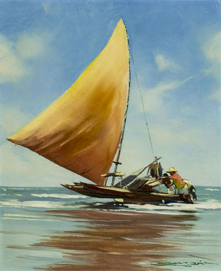 Brazilian mid 20C oil painting signed illegible (1 of 12)