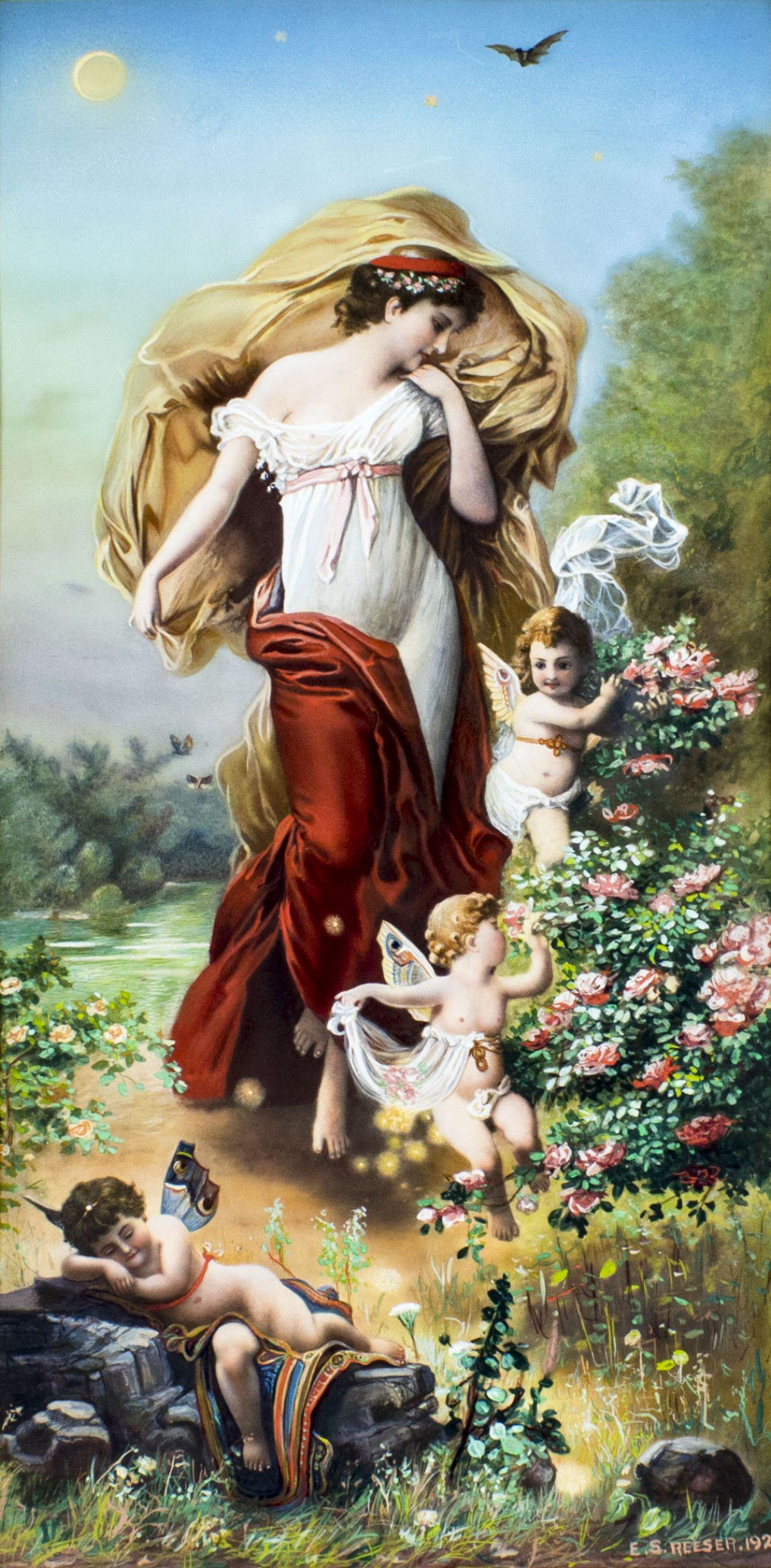 Eugene Reeser (PA,1862-1922) gouache painting antique (1 of 18)