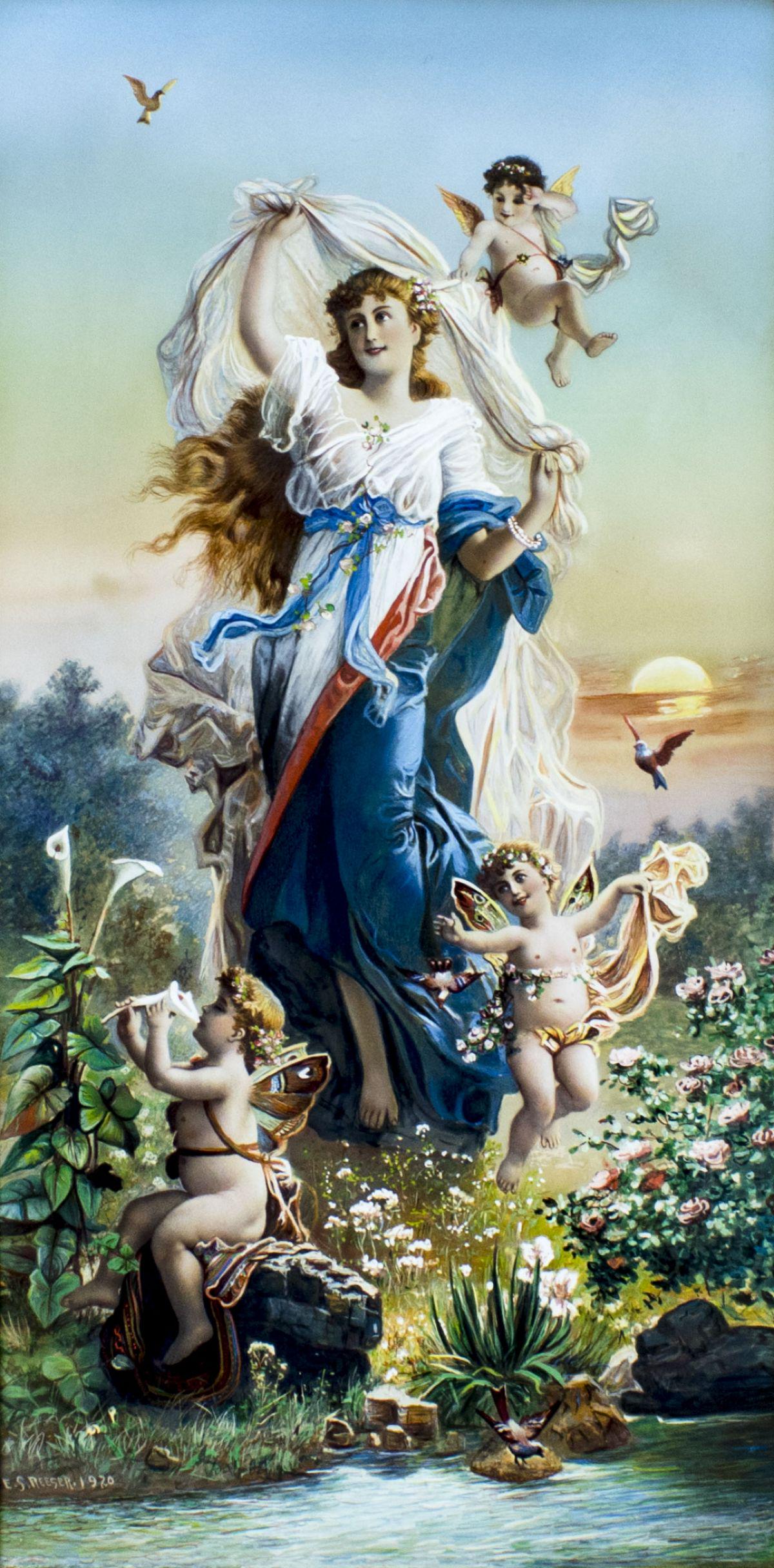 Eugene Reeser (PA,1862-1922) gouache painting antique (1 of 18)