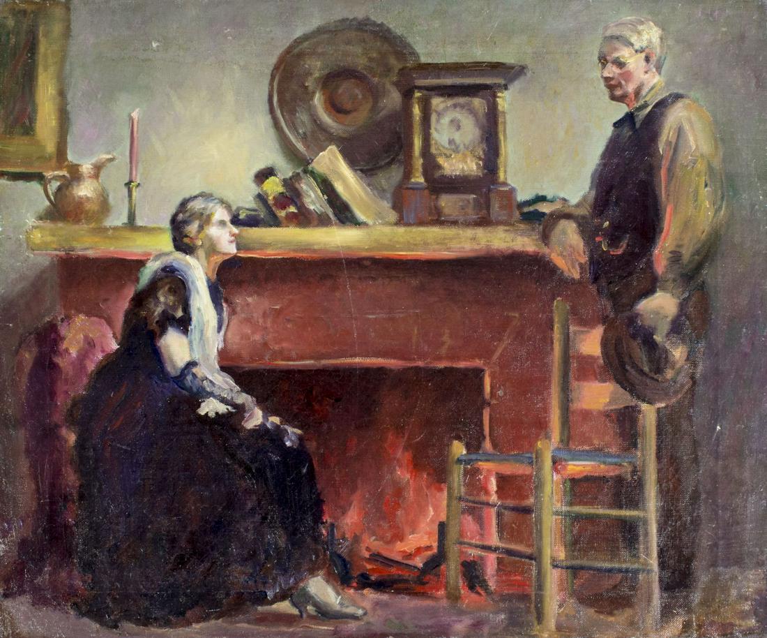 Antique early 20C American oil painting (1 of 12)