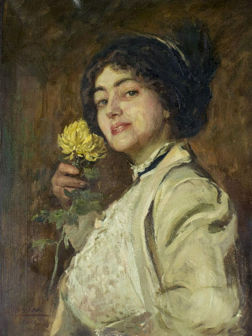 Joseph Gies (MI,French,1860-1935) oil painting antique (1 of 12)