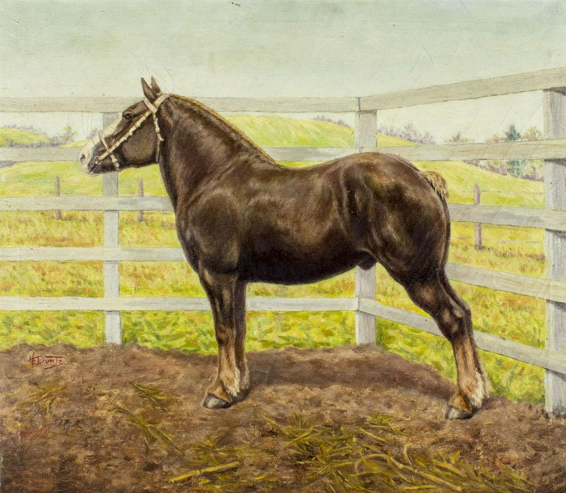 H E Duntz (US,early 20C) oil painting antique (1 of 11)