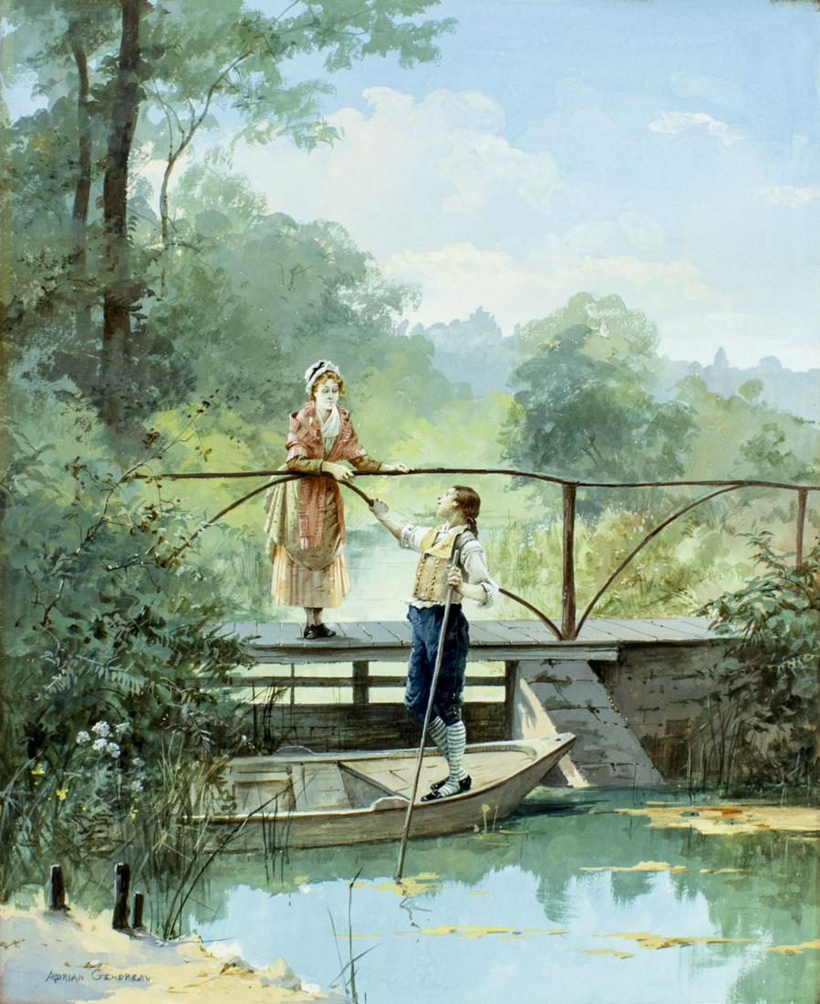 Adrian Gendreau (France,19C) gouache painting antique (1 of 12)