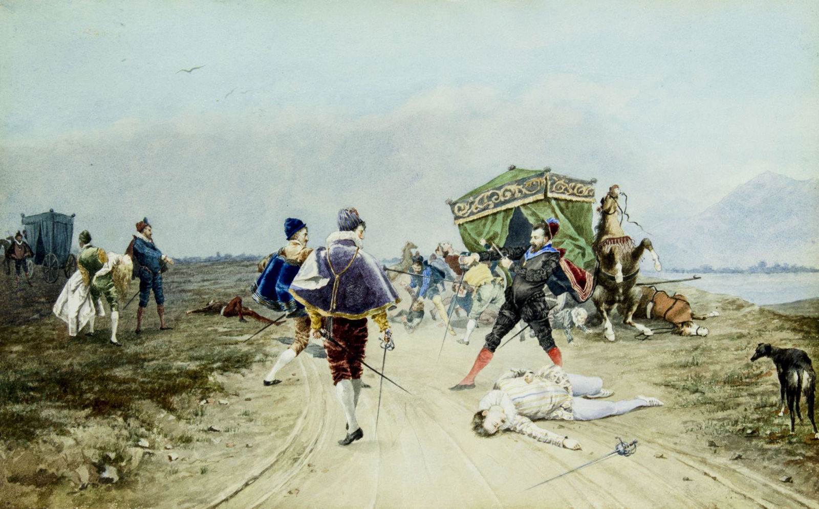 Aurelio Roberti (Italy,1842-1915) watercolor painting (1 of 12)