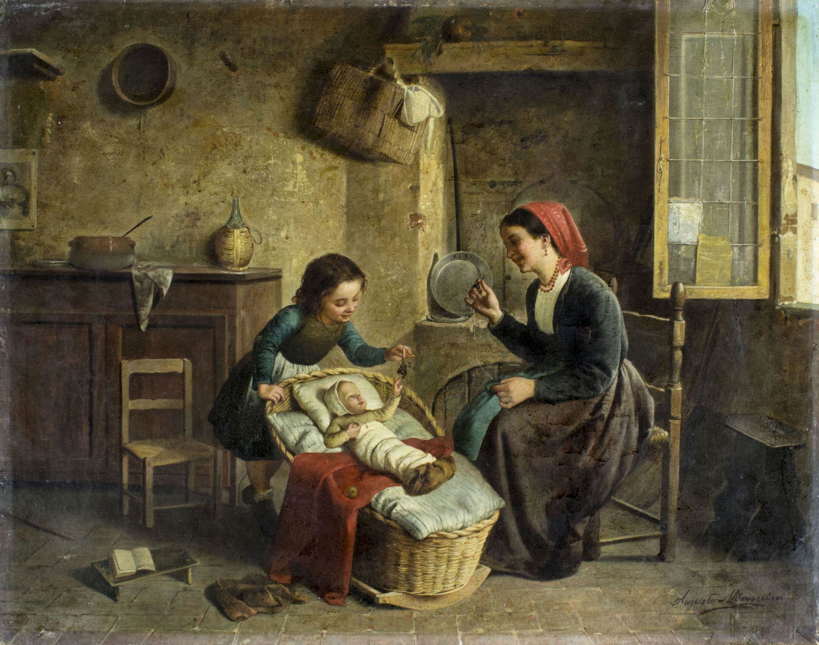 Augusto Mancini (Italy,19/20C) oil painting antique (1 of 12)