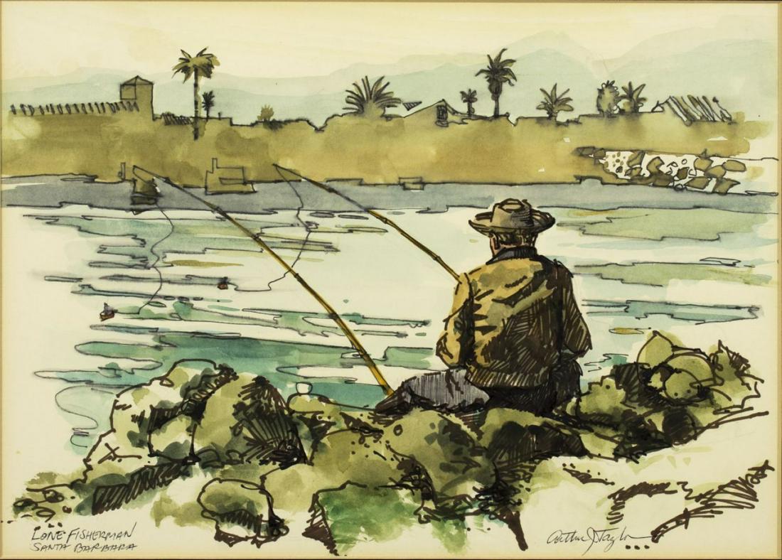 Arthur Taylor (CA,20th century) watercolor on paper (1 of 10)