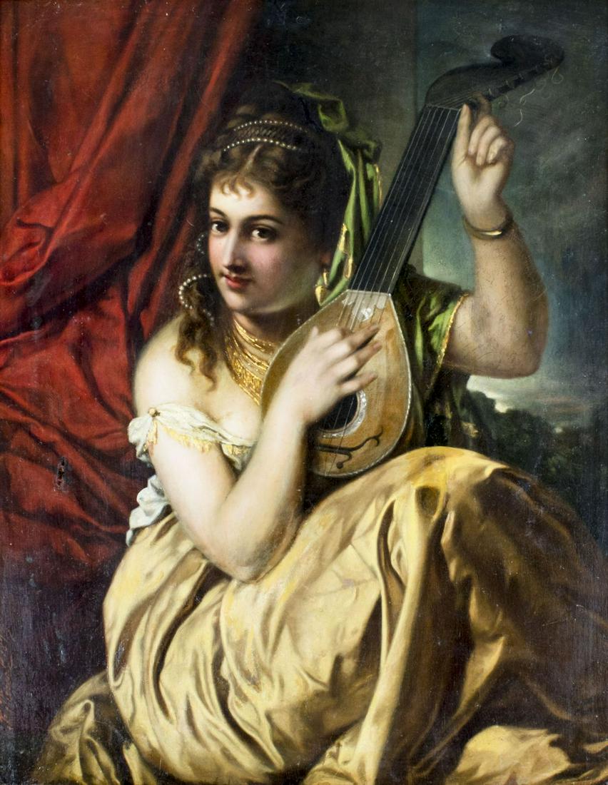 Antique 19C European oil painting signed (1 of 12)