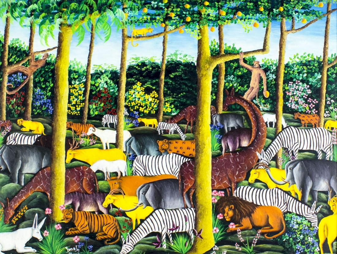 Jean Pierre Yvon (Haiti,b 1942) oil painting (1 of 12)