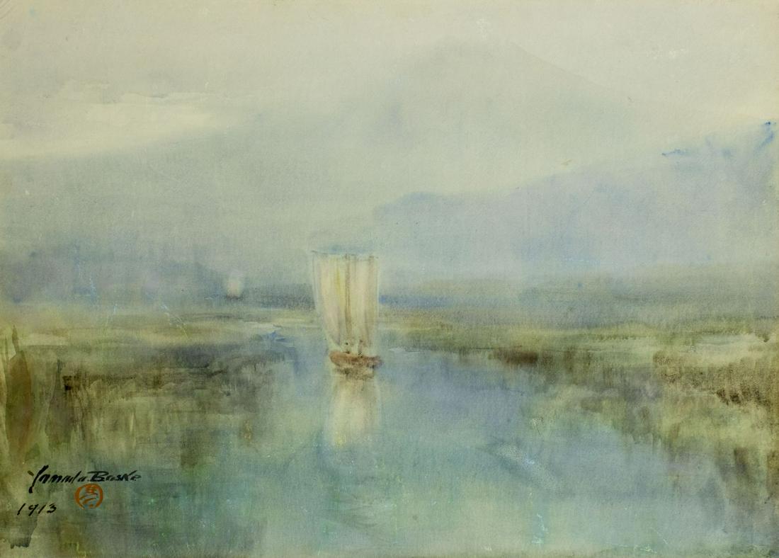 Yamada Baske (MN,Japan,1869-1934) watercolor painting (1 of 12)