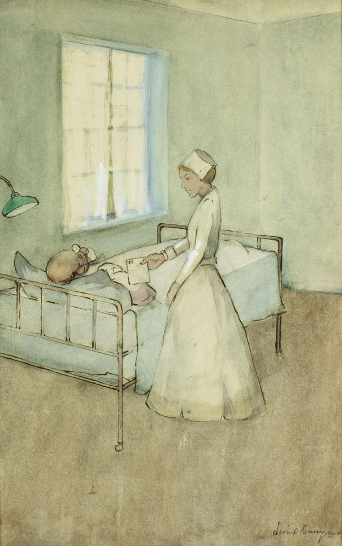 Lionel Barrymore (CA,1878-1954) watercolor painting (1 of 11)