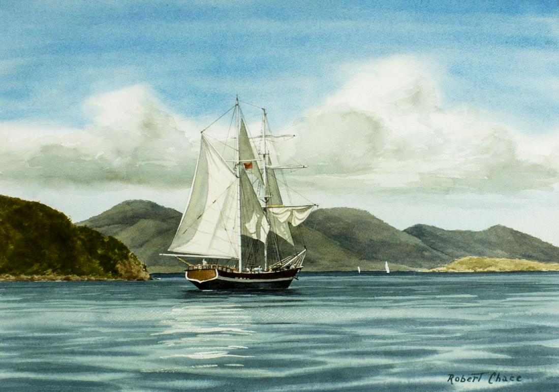 Robert Chace (NY,RI,1920-2006) watercolor painting (1 of 11)